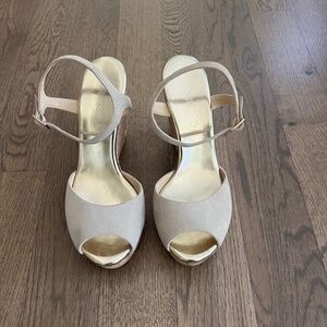 Women’s Jimmy Choo Grey Suede Cork Wedge Sandal